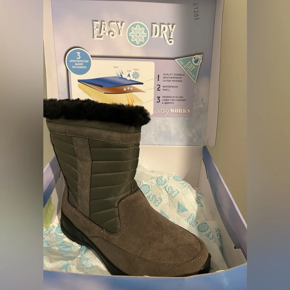 NWB Easy Works by Easy Street Frazer Boot. Size 9. Grey. Waterproof. - Picture 7 of 10